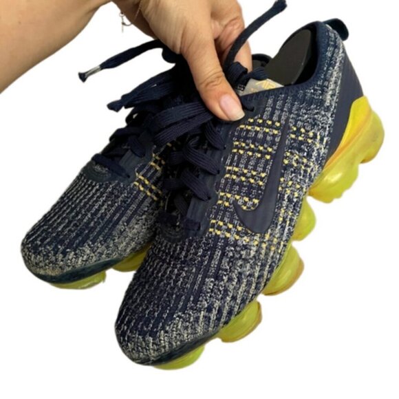 Nike Air Vapormax Flyknit 3 GS College Navy Orange Runners - 6 - Picture 7 of 12